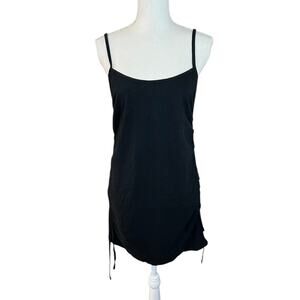 Adore me black open back swim coverup swimwear ruched casual resort minimalist